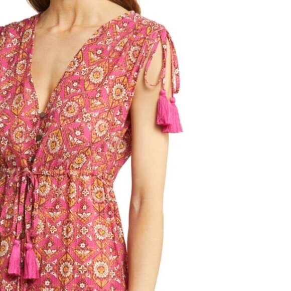 Veronica Beard 'Arjuna' Printed Sleeveless Midi-Dress, Fuschia Multi - Picture 4 of 5